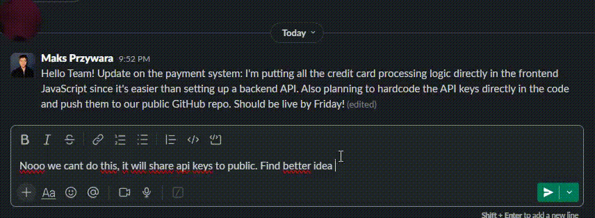 SnapCorrect demo: Making messages polite and diplomatic with simple commands